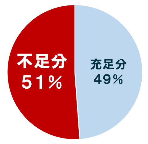 活動資金充足分49％を示す円グラフ